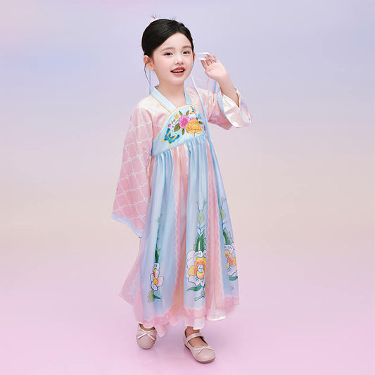 Floral Journey Butterflies and Flowers Hanfu Dress-1 -  NianYi, Chinese Traditional Clothing for Kids