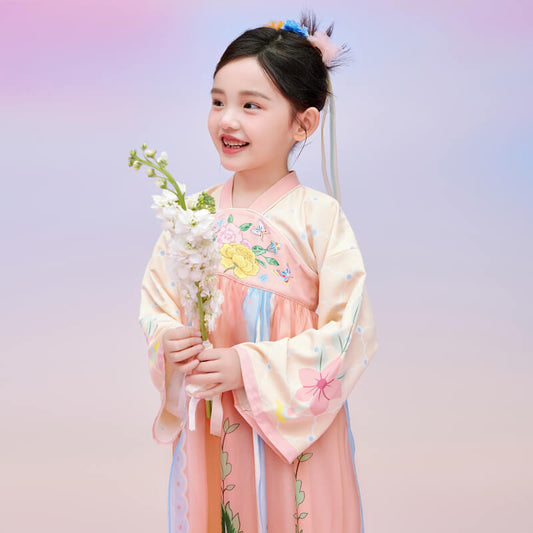 Floral Journey Butterflies and Flowers Hanfu Dress-2 -  NianYi, Chinese Traditional Clothing for Kids