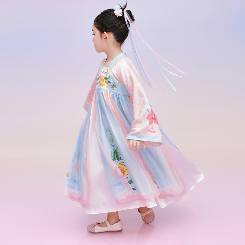 Floral Journey Butterflies and Flowers Hanfu Dress-3 -  NianYi, Chinese Traditional Clothing for Kids