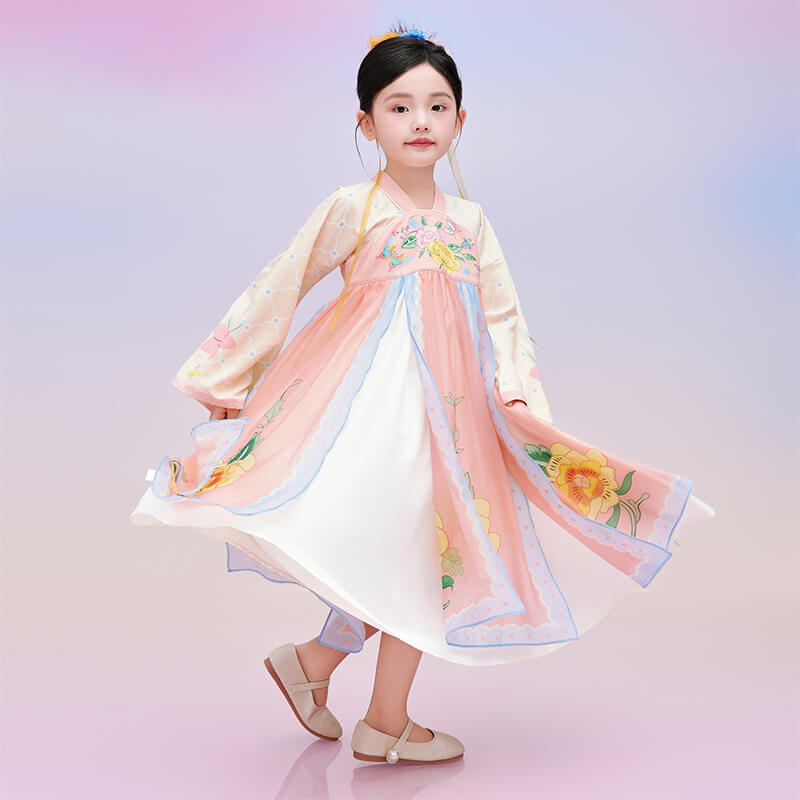 Floral Journey Butterflies and Flowers Hanfu Dress-9 -  NianYi, Chinese Traditional Clothing for Kids