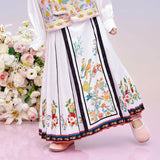Floral Journey Bird and Flower Mamian Hanfu Dress-6-color-White Marble -  NianYi, Chinese Traditional Clothing for Kids