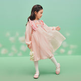 Floral Journey Bird and Flower Glitter Feel Dress-4-color-Pale Crimson -  NianYi, Chinese Traditional Clothing for Kids