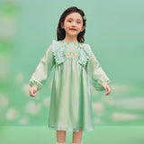 Floral Journey Bird and Flower Glitter Feel Dress-7 -  NianYi, Chinese Traditional Clothing for Kids