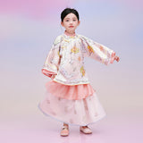 Floral Journey Bird and Flower Modern Style Qi Cheongsam Dress-5-color-First Peach Pink -  NianYi, Chinese Traditional Clothing for Kids