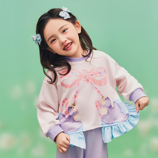 Floral Journey Joyful Sparrows Flare Hemline Sweatshirt-2-color-Litmus Pink -  NianYi, Chinese Traditional Clothing for Kids