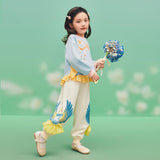 Floral Journey Joyful Sparrows Flare Hemline Sweatshirt-7 -  NianYi, Chinese Traditional Clothing for Kids