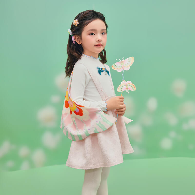 Floral Journey Flying Shape Like Overall Dress-3 -  NianYi, Chinese Traditional Clothing for Kids