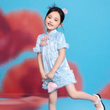Floral Journey Jacquard Velvet Modern Cheongsam-6 -  NianYi, Chinese Traditional Clothing for Kids