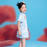 Floral Journey Jacquard Velvet Modern Cheongsam-7 -  NianYi, Chinese Traditional Clothing for Kids