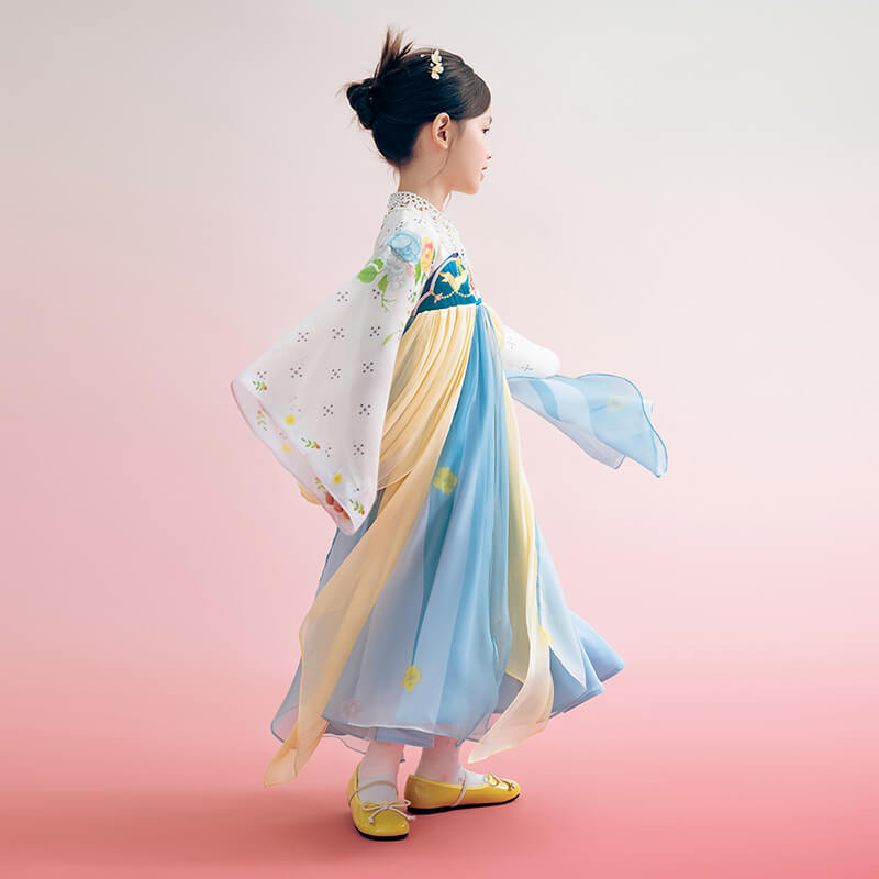 Floral Journey Bloom Garden Colorblock Layered Hanfu-6 -  NianYi, Chinese Traditional Clothing for Kids