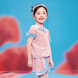 Floral Journey Jaquard Velvet Mandarin Shirt-6-color-Litmus Pink -  NianYi, Chinese Traditional Clothing for Kids
