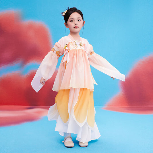 Floral Journey Longlast Joy Carp Embroidery Layered Hanfu-1 -  NianYi, Chinese Traditional Clothing for Kids
