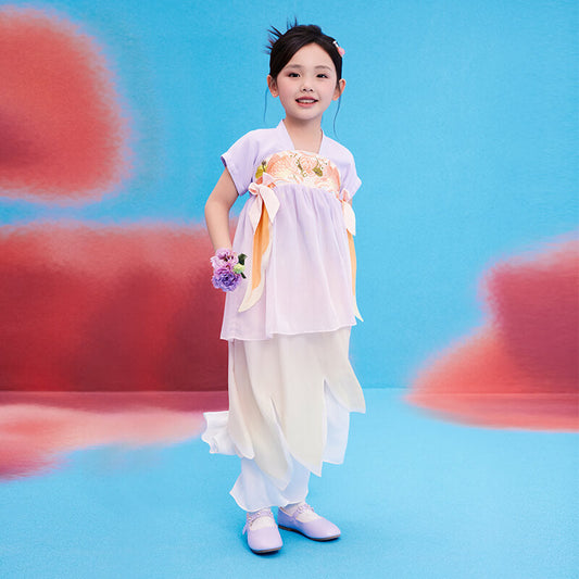 Floral Journey Longlast Joy Carp Embroidery Layered Hanfu-2 -  NianYi, Chinese Traditional Clothing for Kids