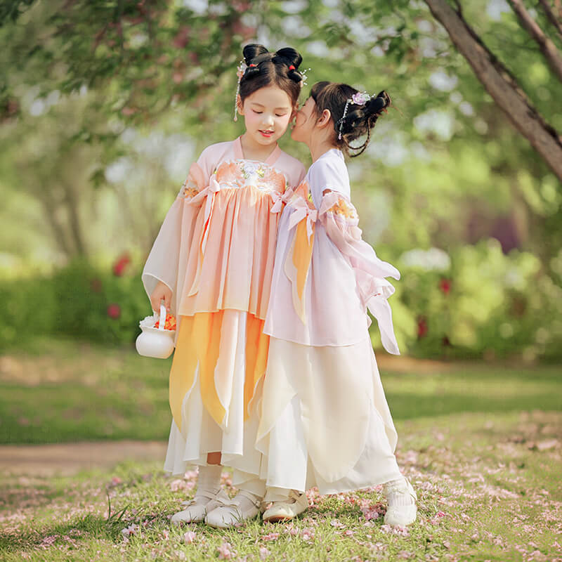 Floral Journey Longlast Joy Carp Embroidery Layered Hanfu-6 -  NianYi, Chinese Traditional Clothing for Kids