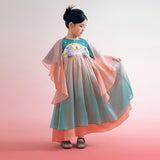 Floral Journey Radiant Color Layered Hanfu-3 -  NianYi, Chinese Traditional Clothing for Kids