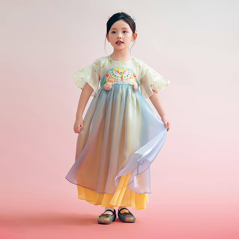 Floral Journey Radiant Color Layered Hanfu-7-color-Light Petunia Purple -  NianYi, Chinese Traditional Clothing for Kids