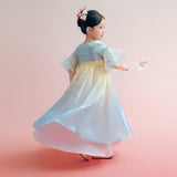 Floral Journey Radiant Color Layered Hanfu-9 -  NianYi, Chinese Traditional Clothing for Kids