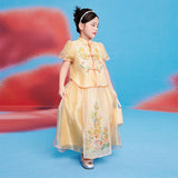 Floral Journey Cat Friends Frog Knot Shirt and Skirt Set-4-color-Butter Yellow -  NianYi, Chinese Traditional Clothing for Kids