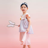 Floral Journey Asymmetric Sleeves Colorblock Layered Dress-5 -  NianYi, Chinese Traditional Clothing for Kids