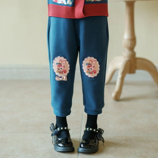 Floral Bunny Lantern Pant-1-color-Star Blue -  NianYi, Chinese Traditional Clothing for Kids