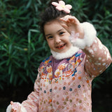 Happy Bunny Printed Chinese Coat-6 -  NianYi, Chinese Traditional Clothing for Kids