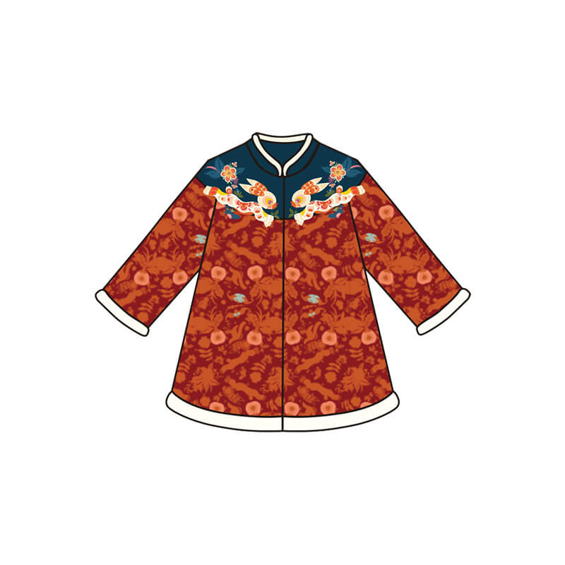 Happy Bunny Printed Chinese Coat-7-color-WBG-NianYi Red -  NianYi, Chinese Traditional Clothing for Kids