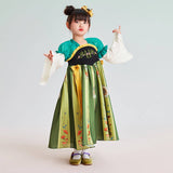 Fairy Puff Sleeve Ruffle Trim Hanfu Dress-3 -  NianYi, Chinese Traditional Clothing for Kids