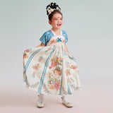 Summer Garden Fairy Style Hanfu Dress-4-color-Lupin Blue -  NianYi, Chinese Traditional Clothing for Kids