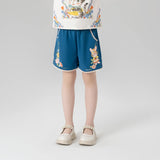 Summer Garden Side Graphic Crochet Hem Shorts-3 -  NianYi, Chinese Traditional Clothing for Kids
