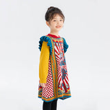 Dragon Long Colorblock Flare Sleeves Checkerboard Knit Dress-10 -  NianYi, Chinese Traditional Clothing for Kids