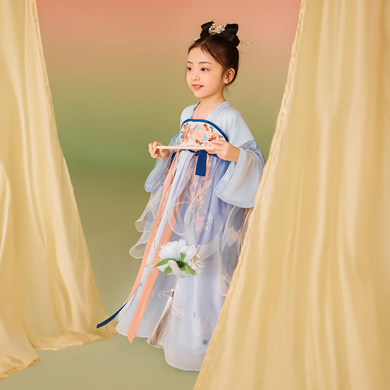 Longlast Joy Embroidery Flare Sleeves Layered Mesh Handu Dress-6 -  NianYi, Chinese Traditional Clothing for Kids