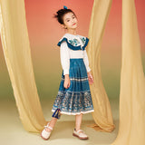 Longlast Joy Chinese Painting Graphics Mamian Pleated Dress-5 -  NianYi, Chinese Traditional Clothing for Kids