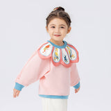 Realistic Bird Folding Pingfeng Style Painting Cloud Collar Color Contrast Pullover Sweatshirt-12 -  NianYi, Chinese Traditional Clothing for Kids