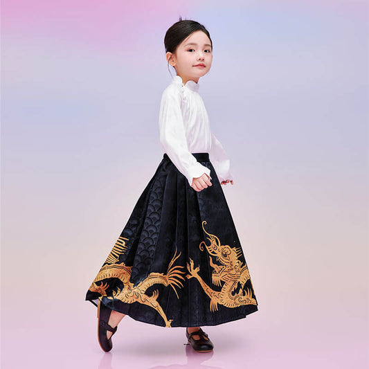 Dragon Loong Auspicious Dragon Mamian Hanfu Dress-1 -  NianYi, Chinese Traditional Clothing for Kids