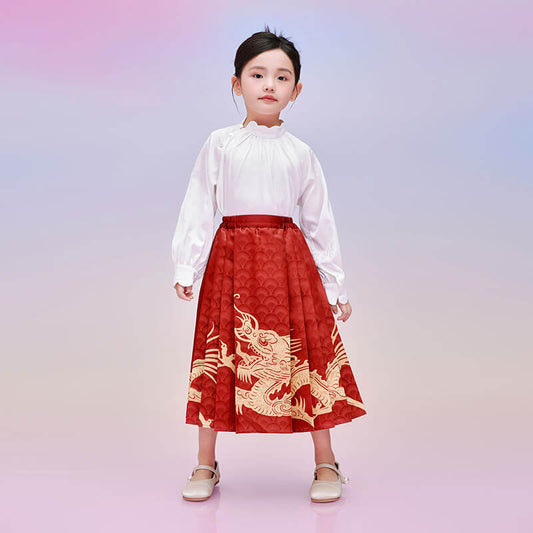 Dragon Loong Auspicious Dragon Mamian Hanfu Dress-2 -  NianYi, Chinese Traditional Clothing for Kids