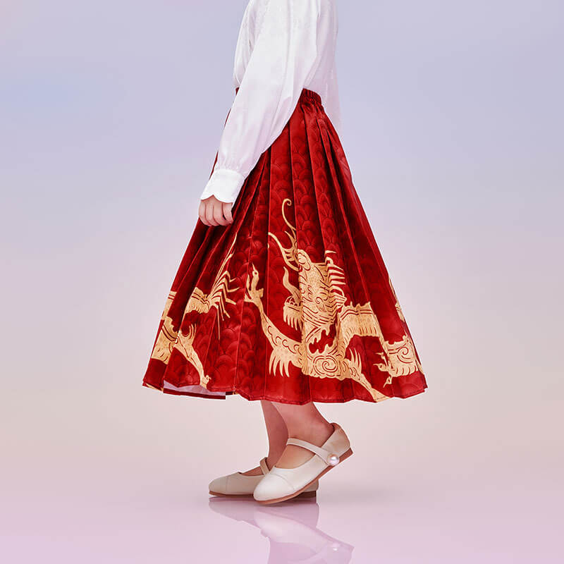 Dragon Loong Auspicious Dragon Mamian Hanfu Dress-6 -  NianYi, Chinese Traditional Clothing for Kids