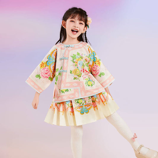 Floral Journey Butterflies and Bloom Garden Dress Set-1 -  NianYi, Chinese Traditional Clothing for Kids