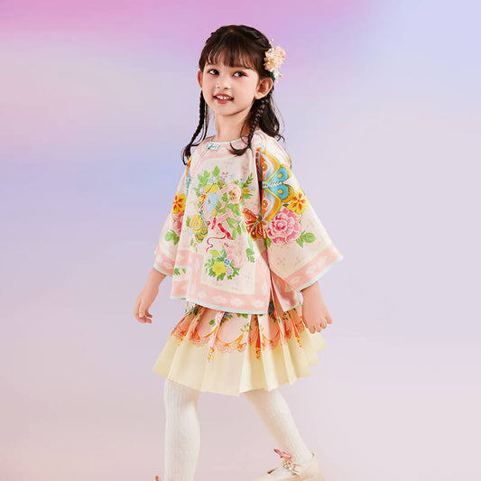 Floral Journey Butterflies and Bloom Garden Dress Set-3 -  NianYi, Chinese Traditional Clothing for Kids