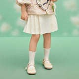 Floral Journey Solid Color Pleated Skirt-2-color-White Marble -  NianYi, Chinese Traditional Clothing for Kids