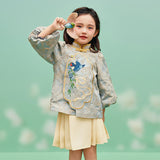 Floral Journey Spring Days and Swallow Jacquard Shirt Top-4 -  NianYi, Chinese Traditional Clothing for Kids