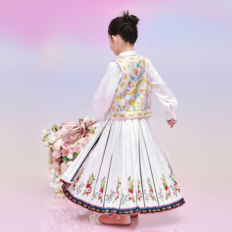 Floral Journey Bird and Flower Qi Vest-7 -  NianYi, Chinese Traditional Clothing for Kids