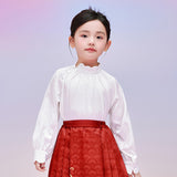 Floral Journey Flare Collar Jacquard Shirt-4-color-White Marble -  NianYi, Chinese Traditional Clothing for Kids