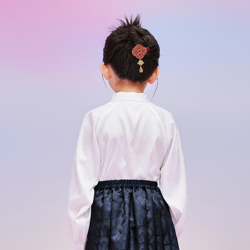 Floral Journey Flare Collar Jacquard Shirt-5 -  NianYi, Chinese Traditional Clothing for Kids