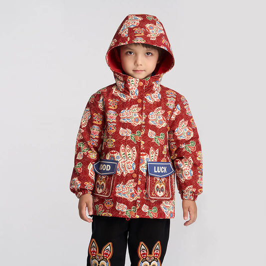 Printed Luck Bunny Coat-1 -  NianYi, Chinese Traditional Clothing for Kids