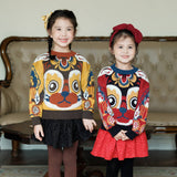 Lucky Bunny Contrast Sweater-3 -  NianYi, Chinese Traditional Clothing for Kids