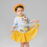 Animal Friends Graphic and Flower Graphic on Sleeves Ringer Tee-5 -  NianYi, Chinese Traditional Clothing for Kids