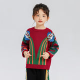 Dragon Long Incredible Loong King Rain Magic Sweater-3-color-Bright Red -  NianYi, Chinese Traditional Clothing for Kids