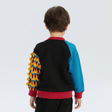 Coiling Dragon Embroidery and Printed Scales Raglan Sleeve Sweatshirt-11 -  NianYi, Chinese Traditional Clothing for Kids