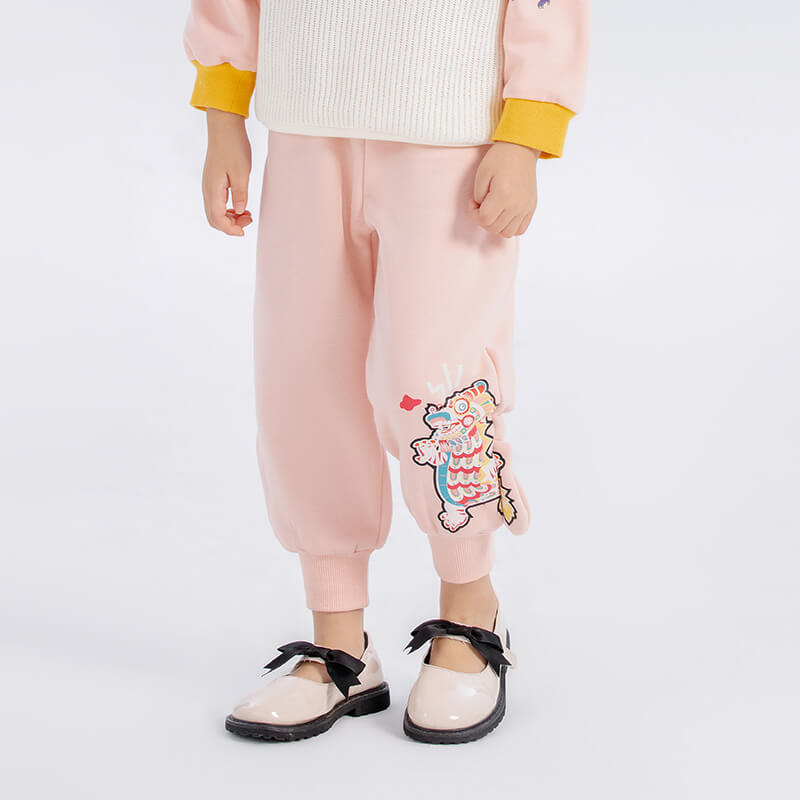 Dragon Long Hemline Dragon Print Fleece Sweatpants-3-color-Persian Silk Pink -  NianYi, Chinese Traditional Clothing for Kids