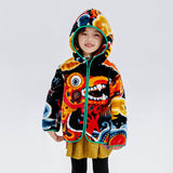 Dragon Long Love and Luck Auspicious Print Fleece Hooded Jacket-6-color-Jet Black -  NianYi, Chinese Traditional Clothing for Kids